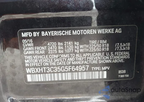 2016 BMW X1 xDrive28I z USA, uszkodzony, nr VIN WBXHT3C35G5F64957